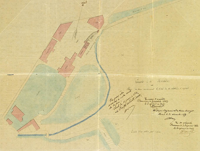 Verrerie de la Rochère. Plan des lieux environnant le local de la machine à vapeur [Vue d'ensemble]. © Jérôme Mongreville / Région Bourgogne-Franche-Comté, Inventaire du patrimoine - 2009