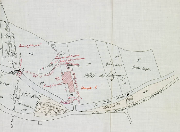 Réglementation du barrage de l'usine Reboud frères [plan-masse et de situation]. © Jérôme Mongreville / Région Bourgogne-Franche-Comté, Inventaire du patrimoine - 2009