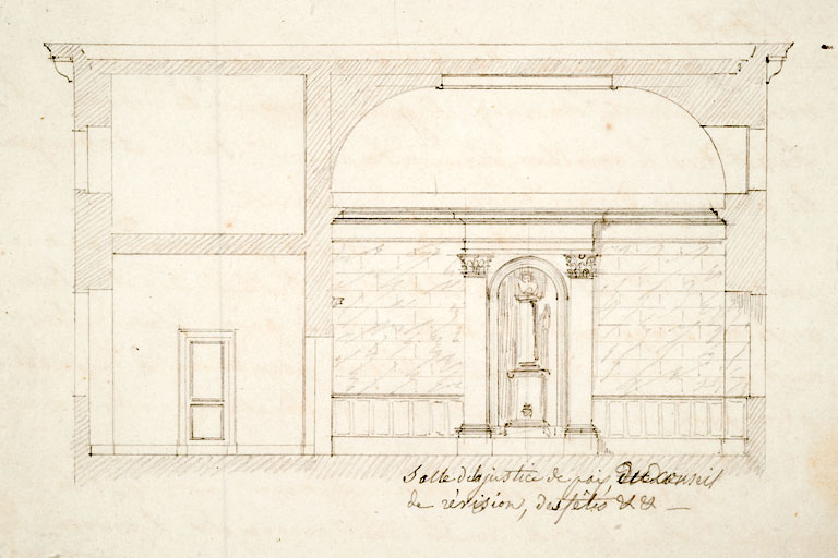 [Coupe du projet d'aménagement de la salle de justice de paix du premier étage]. © Jérôme Mongreville / Région Bourgogne-Franche-Comté, Inventaire du patrimoine - 2010
