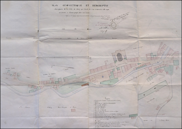 Plan géométrique et descriptif d'une partie de la ville de Morez qui s'étend sur cinq cents mètres de rayon au pourtour de l'abattoir projeté dans cette localité, 1853. © Yves Sancey / Région Bourgogne-Franche-Comté, Inventaire du patrimoine - 2010 Plan géométrique et descriptif d'une partie de la ville de Morez qui s'étend sur cinq cents mètres de rayon au pourtour de l'abattoir projeté dans cette localité, 1853. © Yves Sancey / Région Bourgogne-Franche-Comté, Inventaire du patrimoine - 2010