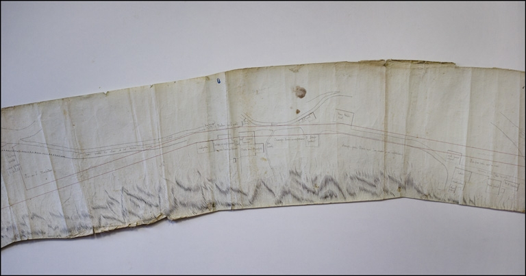 Route de Paris à Genève et Milan [détail de la partie centrale : de la place Jaurès à la rue de la Concorde], 1809. © Yves Sancey / Région Bourgogne-Franche-Comté, Inventaire du patrimoine - 2010