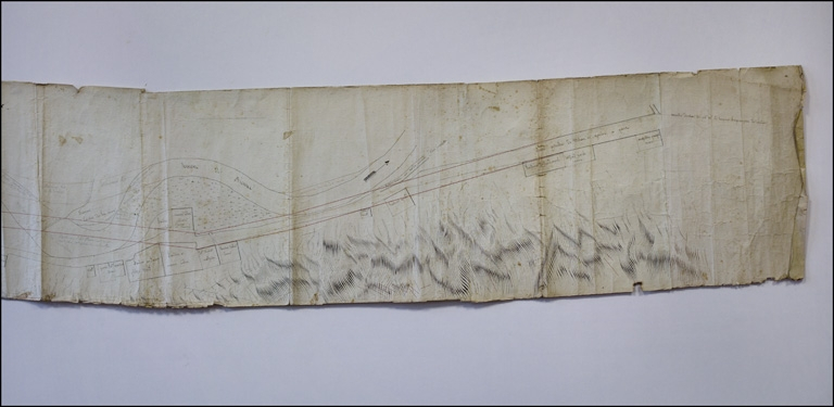 Route de Paris à Genève et Milan [détail de la partie droite : de la rue de la Concorde à la rue Traversière], 1809. © Yves Sancey / Région Bourgogne-Franche-Comté, Inventaire du patrimoine - 2010