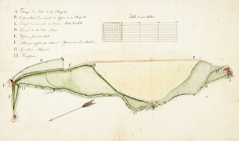 Usine Peugeot Frères [Plan de situation des usines Sous-Cratet et de la Chapotte]. © Jérôme Mongreville / Région Bourgogne-Franche-Comté, Inventaire du patrimoine - 2011
