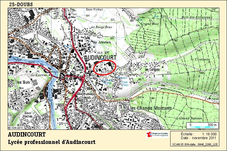 Carte de localisation. Carte topographique, IGN, 2012, dalle 0940-2290-L2E, échelle 1:25 000. © André Céréza / Région Bourgogne-Franche-Comté, Inventaire du patrimoine - 2011