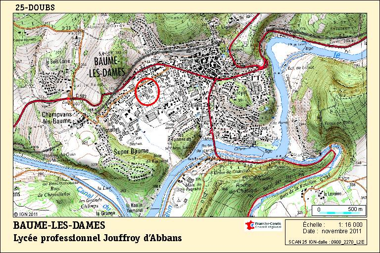 Carte de localisation. Carte topographique, IGN, 2011, dalle 0900-2270-L2E, échelle 1:16 000. © André Céréza / Région Bourgogne-Franche-Comté, Inventaire du patrimoine - 2011