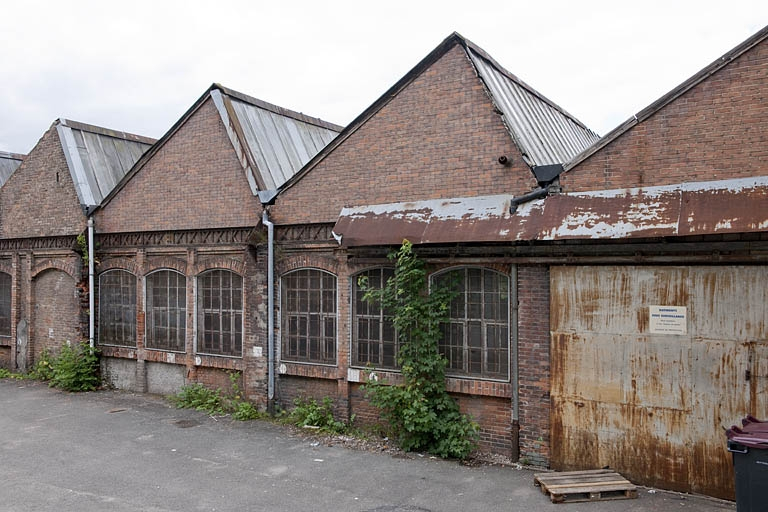 Partie sud du site. Pignons des ateliers de fabrication. © Jérôme Mongreville / Région Bourgogne-Franche-Comté, Inventaire du patrimoine - 2012