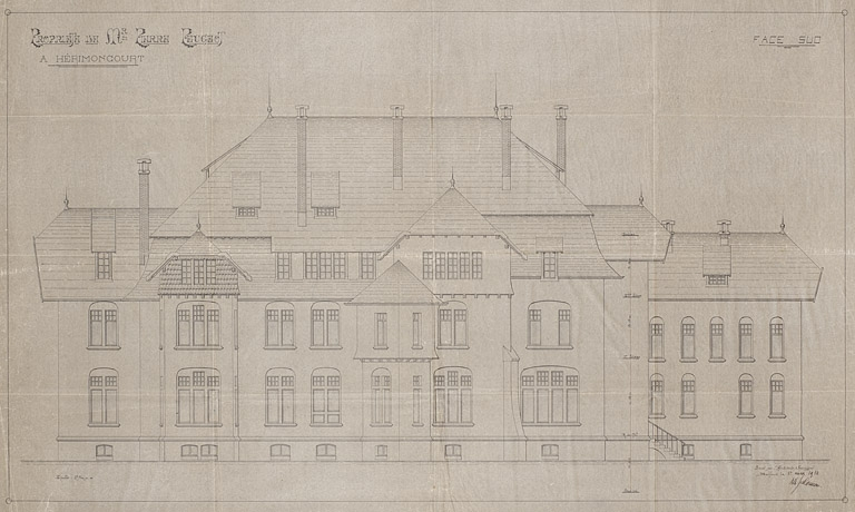 Propriété de M. Pierre Peugeot à Hérimoncourt. Face sud. © Jérôme Mongreville / Région Bourgogne-Franche-Comté, Inventaire du patrimoine - 2012