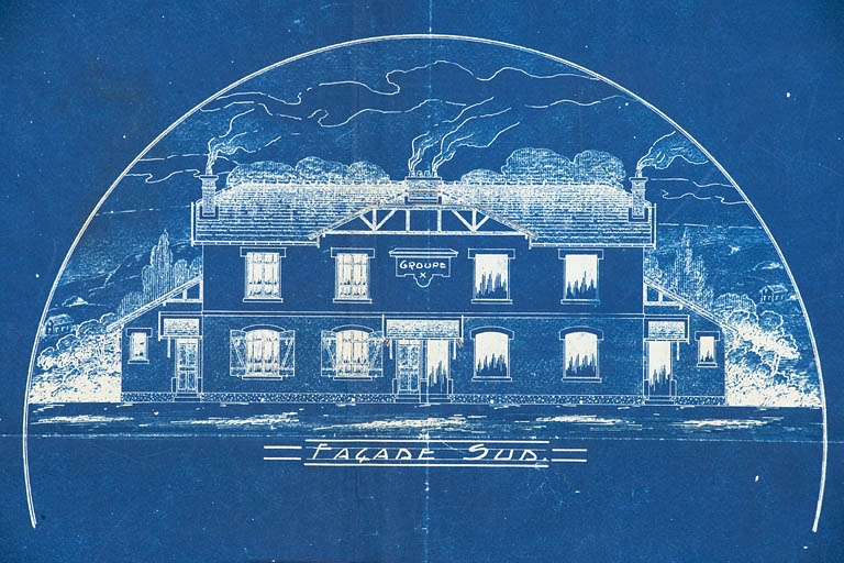 Projet d'habitation ouvrière de 4 logements de 4 pièces. Façade sud. © Jérôme Mongreville / Région Bourgogne-Franche-Comté, Inventaire du patrimoine - 2012