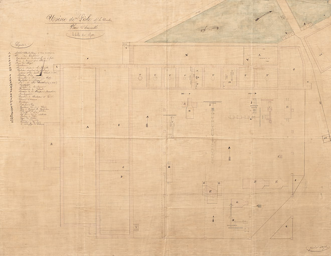 Usine de L'Isle-sur-le-Doubs. Plan d'ensemble, 1858. © Jérôme Mongreville / Région Bourgogne-Franche-Comté, Inventaire du patrimoine - 2012