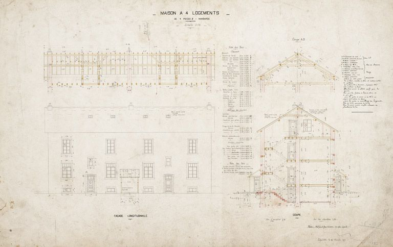 Maison à quatre logements de 4 pièces et une mansarde. © Jérôme Mongreville / Région Bourgogne-Franche-Comté, Inventaire du patrimoine - 2012