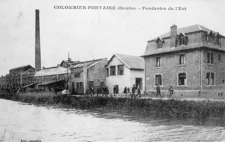 Colombier-Fontaine. Fonderies de l'Est. Carte postale, Jeanperrin édit., s.n., s.d. [vers 1920]. © Raphaël  Favereaux (reproduction) / Région Bourgogne-Franche-Comté, Inventaire du patrimoine - 2012