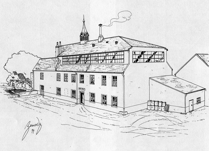 Vue de trois quarts de l'usine. © Raphaël  Favereaux (reproduction), François Bernardin / Région Bourgogne-Franche-Comté, Inventaire du patrimoine - 2012