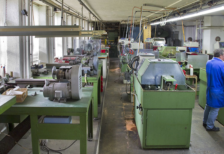 Atelier de 1888 : deux rangées de machines côté pré. © Yves Sancey / Région Bourgogne-Franche-Comté, Inventaire du patrimoine - 2012