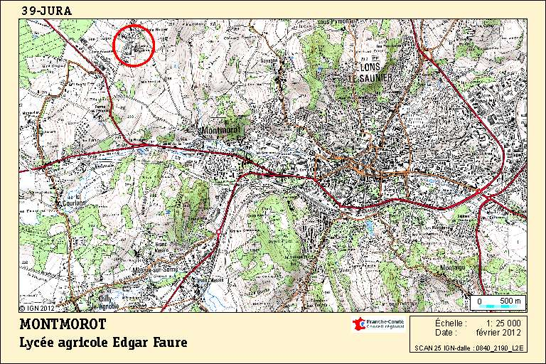 Carte de localisation. Carte topographique, IGN, 2012, dalle 0840-2190-L2E, échelle 1:25 000. © André Céréza / Région Bourgogne-Franche-Comté, Inventaire du patrimoine - 2012
