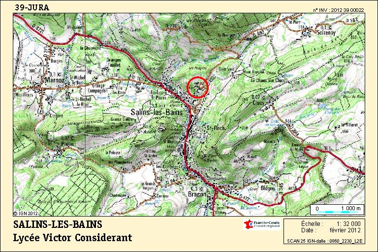 Carte de localisation. Carte topographique, IGN, 2012, dalle 0860-2230-L2E, échelle 1:32 000. © André Céréza / Région Bourgogne-Franche-Comté, Inventaire du patrimoine - 2012