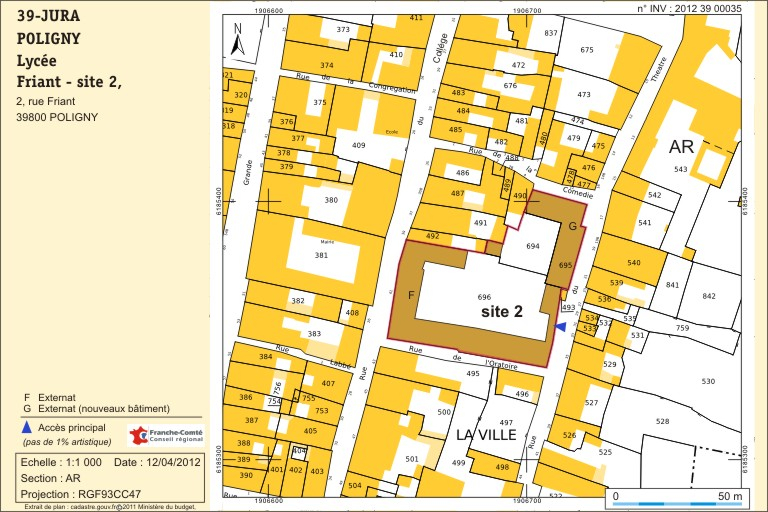 Plan-masse et de situation. Extrait du cadastre numérisé, 2012, section  AR, échelle 1/1 100. © André Céréza / Région Bourgogne-Franche-Comté, Inventaire du patrimoine - 2012 Plan-masse et de situation. Extrait du cadastre numérisé, 2012, section  AR, échelle 1/1 100. © André Céréza / Région Bourgogne-Franche-Comté, Inventaire du patrimoine - 2012