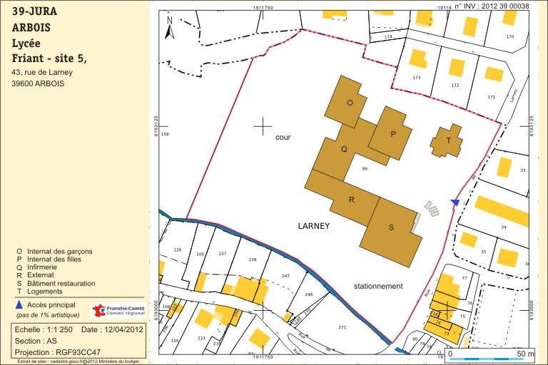 Plan-masse et de situation. Extrait du plan cadastral, numérisé, 2012, section AS, échelle 1/ 1 250. © André Céréza / Région Bourgogne-Franche-Comté, Inventaire du patrimoine - 2012 Plan-masse et de situation. Extrait du plan cadastral, numérisé, 2012, section AS, échelle 1/ 1 250. © André Céréza / Région Bourgogne-Franche-Comté, Inventaire du patrimoine - 2012