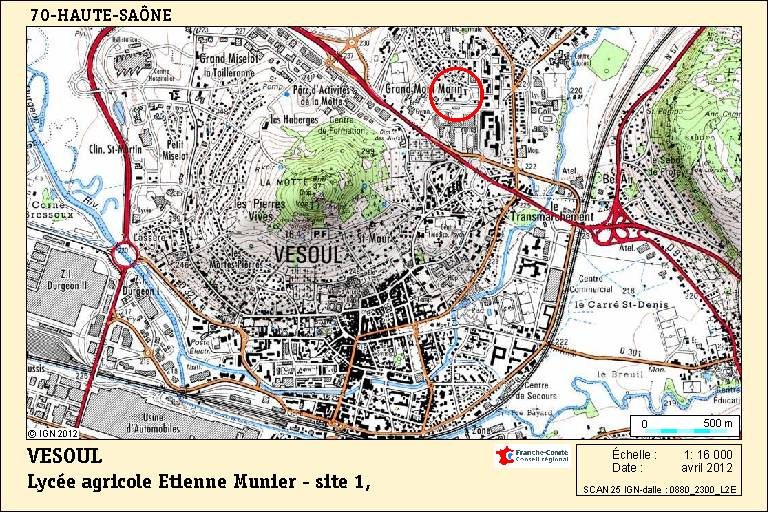 Carte de localisation. Carte topographique, IGN, 2012, dalle 0880-2300-L2E, échelle 1:16 000. © André Céréza / Région Bourgogne-Franche-Comté, Inventaire du patrimoine - 2012
