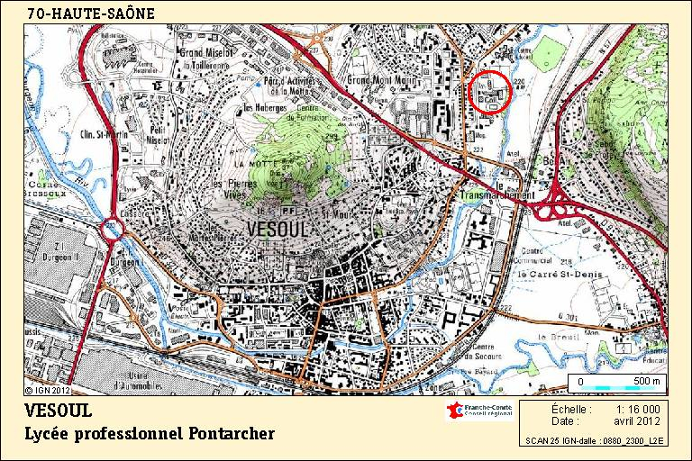 Carte de localisation. Carte topographique, IGN, 2012, dalle 0880-2300-L2E, échelle 1:16 000. © André Céréza / Région Bourgogne-Franche-Comté, Inventaire du patrimoine - 2012