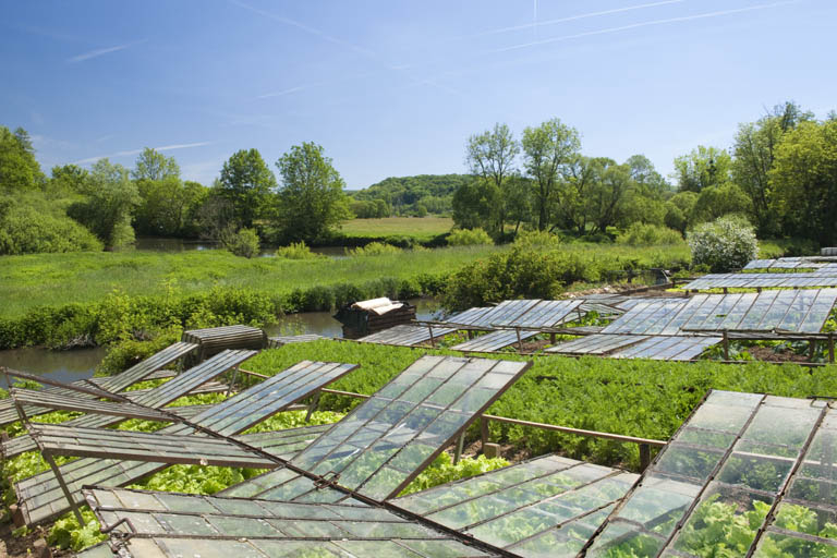 Rue Molière : jardins au long du canal. © Mary Ruffinoni / Région Bourgogne-Franche-Comté, Inventaire du patrimoine - 2012