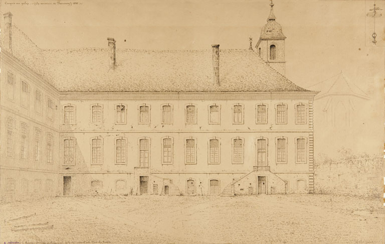 En souvenir de Faverney. L'Ancien couvent de Faverney. Aile du Levant dite Cour du Sapin, 1898. © Mary Ruffinoni / Région Bourgogne-Franche-Comté, Inventaire du patrimoine - 2012