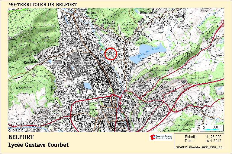 Carte de localisation. Carte topographique, IGN, 2012, dalle 0930-2310-L2E, échelle 1:25 000. © André Céréza / Région Bourgogne-Franche-Comté, Inventaire du patrimoine - 2012