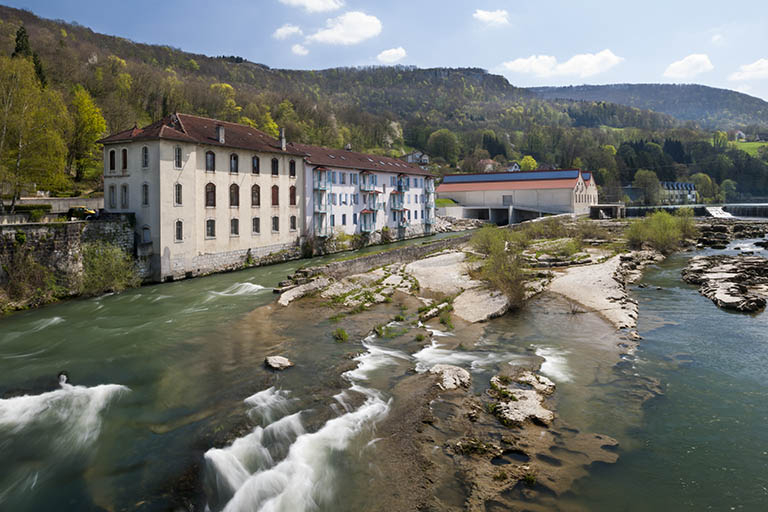Usine rive droite depuis le pont. © Jérôme Mongreville / Région Bourgogne-Franche-Comté, Inventaire du patrimoine - 2013