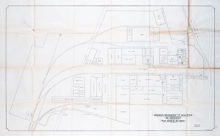 Grandes Brasseries et Malteries de Sochaux. Plan général de l’usine, 1927. © Jérôme Mongreville / Région Bourgogne-Franche-Comté, Inventaire du patrimoine - 2013
