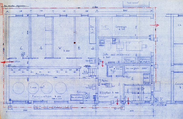 Fromagerie de Damprichard « la Seignotte » [plan du rez-de-chaussée], [1966] © Jérôme Mongreville / Région Bourgogne-Franche-Comté, Inventaire du patrimoine - 2013