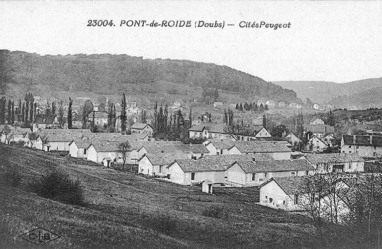 Pont-de-Roide (Doubs) - Cités Peugeot. Carte postale, CLB éd., s.d. [vers 1925]. © Raphaël  Favereaux (reproduction) / Région Bourgogne-Franche-Comté, Inventaire du patrimoine - 2013