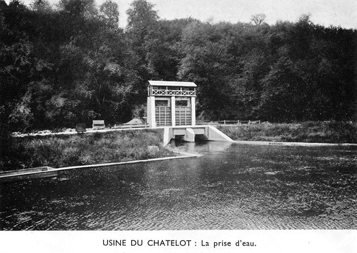 Centrale du Châtelot. La prise d'eau. Photogr., s.n., s.d. [vers 1935]. © Laurent Poupard / Région Bourgogne-Franche-Comté, Inventaire du patrimoine - 2013