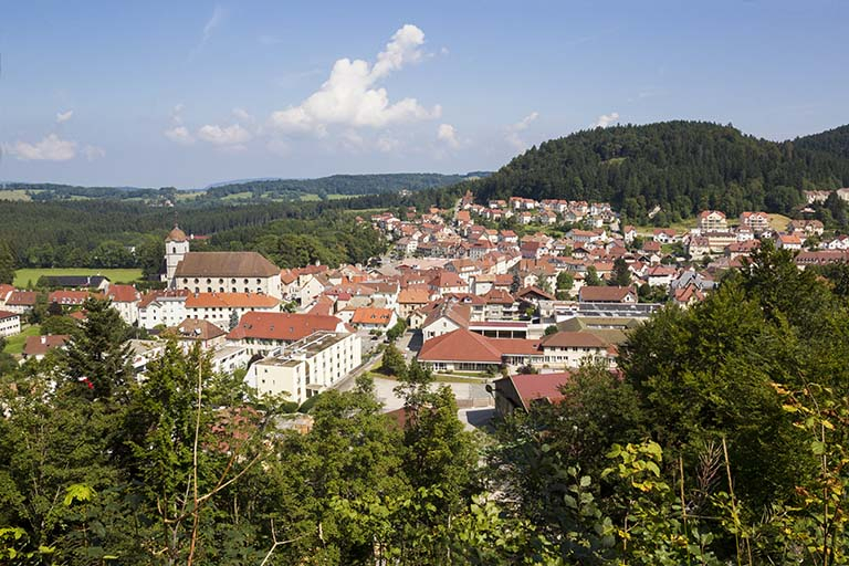 Vue d'ensemble de la ville de Maîche, depuis la chapelle des Anges (ou chapelle Saint-Michel), au sud. © Yves Sancey / Région Bourgogne-Franche-Comté, Inventaire du patrimoine - 2013 Vue d'ensemble de la ville de Maîche, depuis la chapelle des Anges (ou chapelle Saint-Michel), au sud. © Yves Sancey / Région Bourgogne-Franche-Comté, Inventaire du patrimoine - 2013