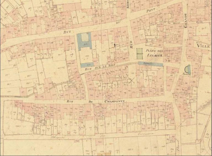 La ville basse sur le cadastre de 1837 (partie ouest) © Christiane Roussel / Archives départementales de la Haute-Saône - 2013