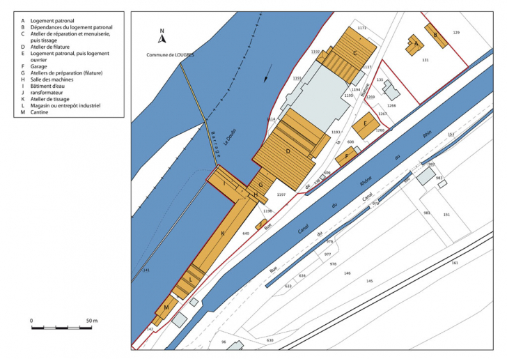 Plan-masse et de situation. Extrait du plan cadastral numérisé, section A, échelle 1:1500. © Mathias Papigny / Région Bourgogne-Franche-Comté, Inventaire du patrimoine - 2014
