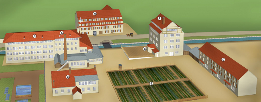 Restitution de l'usine Roux vers 1890. © Mathias Papigny / Région Bourgogne-Franche-Comté, Inventaire du patrimoine - 2014