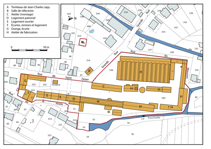 Plan-masse et de situation vers 1975. © Mathias Papigny / Région Bourgogne-Franche-Comté, Inventaire du patrimoine - 2014