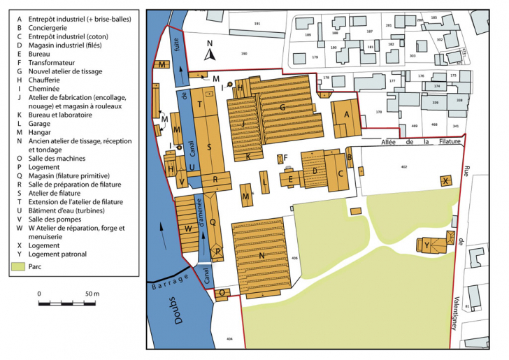Plan-masse de l'usine vers 1998. © Mathias Papigny / Région Bourgogne-Franche-Comté, Inventaire du patrimoine - 2014