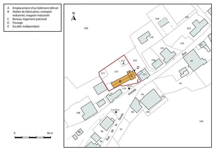 Plan-masse et de situation. Extrait du plan cadastral, 2013, section AC. © Mathias Papigny / Région Bourgogne-Franche-Comté, Inventaire du patrimoine - 2014 Plan-masse et de situation. Extrait du plan cadastral, 2013, section AC. © Mathias Papigny / Région Bourgogne-Franche-Comté, Inventaire du patrimoine - 2014