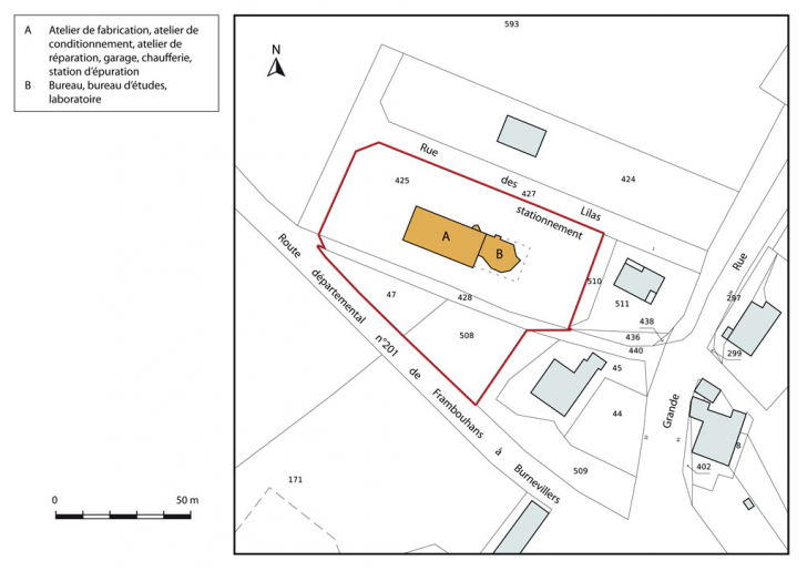 Plan-masse et de situation. Extrait du plan cadastral, 2013, section AC. © Mathias Papigny / Région Bourgogne-Franche-Comté, Inventaire du patrimoine - 2014