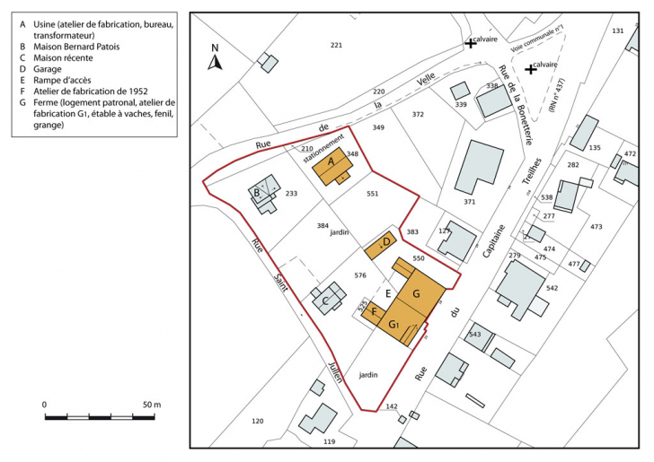 Plan-masse et de situation. Extrait du plan cadastral, 2013, section AC. © Mathias Papigny / Région Bourgogne-Franche-Comté, Inventaire du patrimoine - 2014