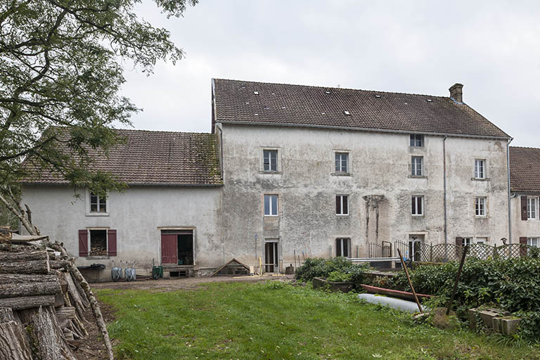 Façade ouest de l'atelier de minoterie. © Jérôme Mongreville / Région Bourgogne-Franche-Comté, Inventaire du patrimoine - 2014