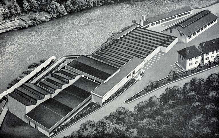 Vue plongeante de l'usine, s.d. [1969]. © Jérôme Mongreville / Région Bourgogne-Franche-Comté, Inventaire du patrimoine - 2014