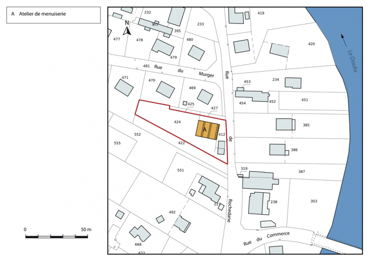 Plan-masse et de situation, section A. © Mathias Papigny / Région Bourgogne-Franche-Comté, Inventaire du patrimoine - 2014