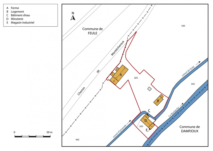 Plan-masse et de situation, section A. © Mathias Papigny / Région Bourgogne-Franche-Comté, Inventaire du patrimoine - 2014