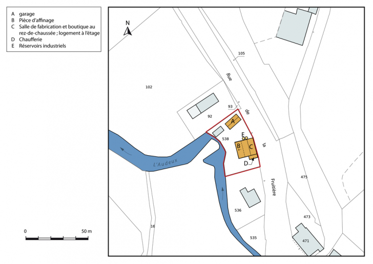 Plan-masse et de situation, section C. © Mathias Papigny / Région Bourgogne-Franche-Comté, Inventaire du patrimoine - 2014