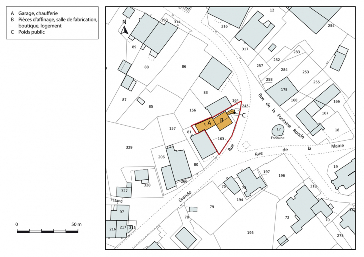 Plan-masse et de situation, section AB. © Mathias Papigny / Région Bourgogne-Franche-Comté, Inventaire du patrimoine - 2014
