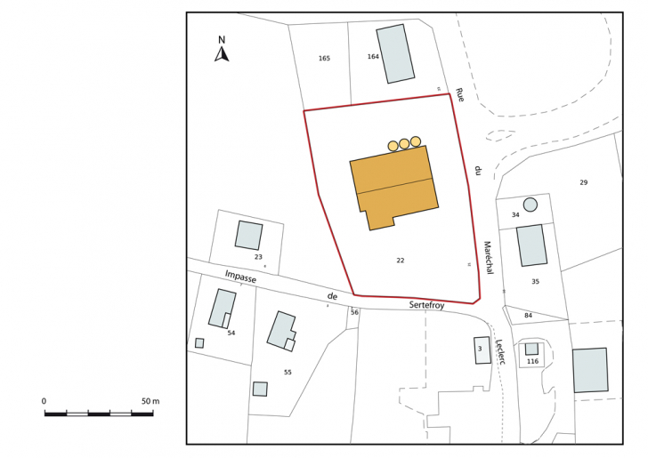 Plan-masse et de situation, section YA. © Mathias Papigny / Région Bourgogne-Franche-Comté, Inventaire du patrimoine - 2014