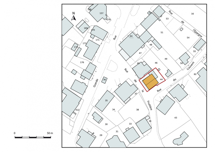 Plan-masse et de situation, section AL. © Mathias Papigny / Région Bourgogne-Franche-Comté, Inventaire du patrimoine - 2014