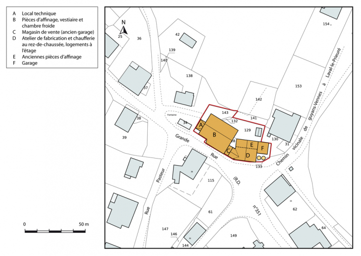 Plan-masse et de situation, section AB. © Mathias Papigny / Région Bourgogne-Franche-Comté, Inventaire du patrimoine - 2014