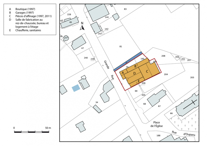 Plan-masse et de situation, section AI. © Mathias Papigny / Région Bourgogne-Franche-Comté, Inventaire du patrimoine - 2014